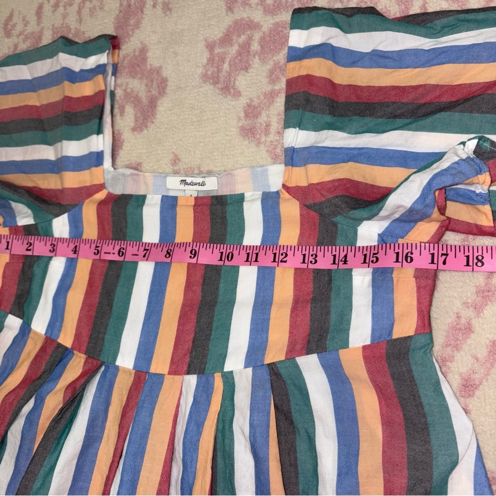 Madewell Multicolor Festival Stripe Square-Neck Mini Dress Women’s S - Picture 3 of 10